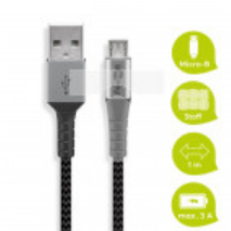 Kabel Micro USB do USB-A tekstylny z wtyczkami metalowymi 1 m 49282