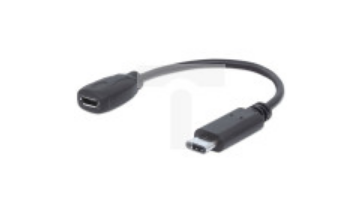 Kabel USB C-MicroB M/F 0,15m USB2.0 HI-SPEED czarny, MHT 353335