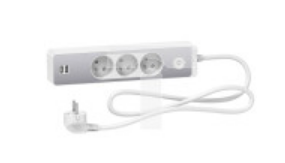 Odace Przedłużacz 3 gniazdowy z łącznikiem 2x USB, 1,5m biały+szczotkowane aluminium ST933U1WA