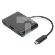 Multi Adapter 1xHDMI 4K 30Hz UHD 1xUSB-C Power Delivery, 1xUSB A na USB 3.1-C czarny DA-70855