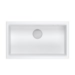 Quadron LOGAN 110 GraniteQ zlewozmywak snow white 76x44x23,5 cm 1-komorowy podwieszany z syfonem manualnym stal szlachetna HQD7644U1BSU