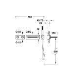 Tres B-SYSTEM Zestaw baterii termostatycznej podtynkowej 2-drożnej B-system wannowej i prysznicowej-30725207AC