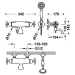 TRES CLASIC Bateria termostatyczna naścienna wannowa i prysznicowa 24217409OR