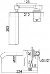 AQG Bateria umywalkowa podtynkowa Urban Flow Gun Metal 01URF170GM