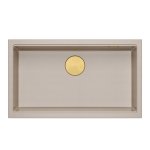 Quadron LOGAN 110 GraniteQ zlewozmywak pearl beige 76x45x23,5 cm 1-komorowy podwieszany z syfonem manualnym złoty HQD7644U2PVDG1U