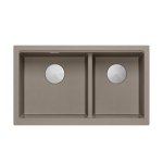 QUADRON | LOGAN 120 | granitowy zlewozmywak kuchenny SOFT TAUPE + STAL | wymiar: 76 x 45 x 23,5 cm | 2-komorowy wpuszczany | podbudowa szafki od: 80 cm HQL7645U4BSI