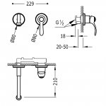 Tres Clasic bateria umywalkowa podtynkowa chrom 24220001