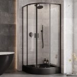 Besco Zarya Black kabina półokrągła 80 ZPB80190C