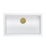Quadron LOGAN 110 GraniteQ zlewozmywak snow white 76x44x23,5 cm 1-komorowy wpuszczany z syfonem manualnym złoty HQD7644U1PVDG1I