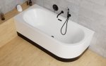 Besco Avita A-line wanna wolnostojąca 160 P + syfon klik-klak chrom z przelewem slim WAA160APS