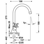 Tres Clasic bateria umywalkowa chrom 24210901