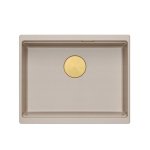 Quadron LOGAN 100 GraniteQ zlewozmywak pearl beige 56x45x21,5 cm 1-komorowy podwieszany z syfonem manualnym złoty HQJ6045U2PVDG1U