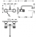 Tres Cocina Bateria dwuuchwytowa ścienna kuchenna 123315 Chrom
