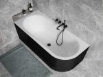 Besco Avita A-line Matt B&W wanna wolnostojąca czarny mat/biały połysk  170 L + syfon klik-klak złoty z przelewem slim WAA17AMLZS
