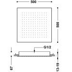 Tres DESZCZOWNICA PODTYNKOWA SUFITOWA-134951