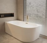 Balneo AVOLA wanna wolnostojąca narożna lewa 160 x 80 cm biała akrylowa z ramą ze stali nierdzewnej i 6 nóżkami stabilizującymi z przelewem i korkiem miedzianym J0101060502-1
