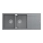 QUADRON EVAN 121 GraniteQ zlewozmywak z syfonem Push To Open 2-komorowy z/o (1160x500x210; kom. 420x340) silver stone / elementy stalowe HQE11650U5BSP2O