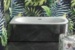 Besco Avita Slim+ wanna asymetryczna 180 Prawa + syfon z przelewem gun metal WAV180PPG