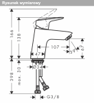 Hansgrohe Logis Jednouchwytowa bateria umywalkowa 70 z kompletem odpływowym Push-Open czarny mat 71077670
