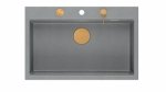 Quadron MARC 110 WORKSTATION GraniteQ zlewozmywak 1-komorowy 760*500*235 mm silver stone + syfon push to open + dozownik + deska + wkładka / elementy miedziane HQM7650U5PVDC1