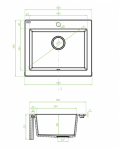 LAVEO KOMODO - ZLEWOZMYWAK GRANITOWY 1-KOMOROWY 58x49 cm BEZ OCIEKACZA CZARNY - SBK710A