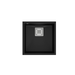 QUADRON DAVID 40 GraniteQ zlewozmywak pure carbon 42x42x22,5 cm 1-komorowy b/o komora podwieszana kwadratowy odpływ + syfon manualny stal szczotkowana save space + zaczepy HQD4242U7BS