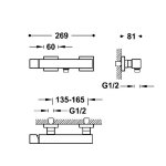 Tres CUADRO Bateria jednouchwytowa ścienna prysznicowa-00716703OR