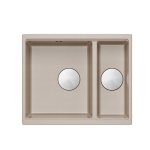 Quadron LOGAN 150 GraniteQ zlewozmywak pearl beige 56x46x22 cm 1,5-komorowy b/o wpuszczany + syfon manualny stal szczotkowana save space HCQL5646U2BSI