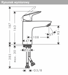 Hansgrohe Logis Jednouchwytowa bateria umywalkowa 100 bez kompletu odpływowego czarny mat 71101000
