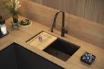 Quadron LOGAN 110 GraniteQ zlewozmywak pure carbon 76x44x23,5 cm 1-komorowy podwieszany z syfonem manualnym złoty HQD7644U7PVDG1U