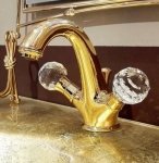 Giulini Giovanni Odessa bateria umywalkowa złota - uchwyty przezroczyste Swarovski 3961/ZŁ