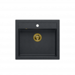 QUADRON BILL 110 GRANITEQ zlewozmywak wpuszczany 1-komorowy 595x540x205 mm, black diamond / elementy złote HCQB6054U8PVDG1