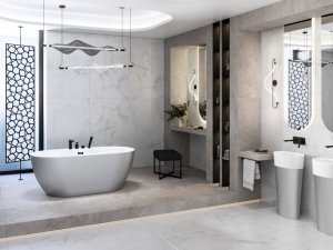 Besco Navia Glam wanna wolnostojąca 140 Srebrna + maskownica syfonu z przelewem biała WA140NSB