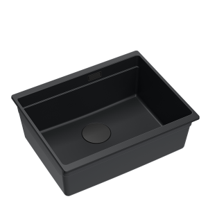 Quadron LOGAN 100 GraniteQ zlewozmywak pure carbon 56x45x21,5 cm 1-komorowy podwieszany z syfonem manualnym pure carbon HQJ6045U7BLMU