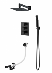 VEDO SETTE NERO Kompletny system wannowo-natryskowy podtynkowy III TERMO deszczownica 25 x 25 cm VBS7233/25/CZ/TERMO czarny mat