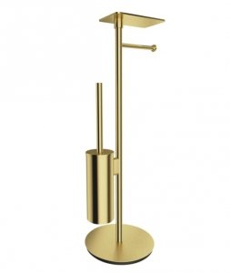 Omnires Modern Project stojak na papier i szczotkę toaletową z półką mosiądz szczotkowany  MP60820BSB