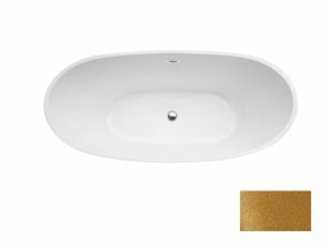 Besco Ayla Glam 170 wanna wolnostojąca Srebrna + maskownica syfonu z przelewem biała WA170AYSB