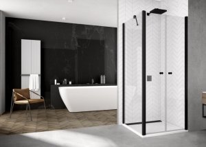 Sanswiss Solino Black Line ścianka boczna 80cm profil czarny SOLT208000607 Sprawdź atrakcyjne rabaty!