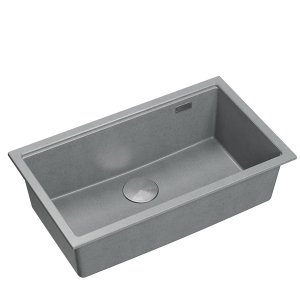 Quadron LOGAN 110 GraniteQ zlewozmywak silver stone 76x44x23,5 cm 1-komorowy podwieszany z syfonem manualnym stal szlachetna HQD7644U5BSU