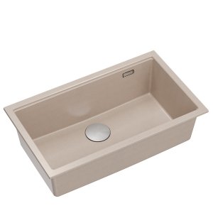Quadron LOGAN 110 GraniteQ zlewozmywak pearl beige 76x45x23,5 cm 1-komorowy podwieszany z syfonem manualnym stal szlachetna HQD7644U2BSU