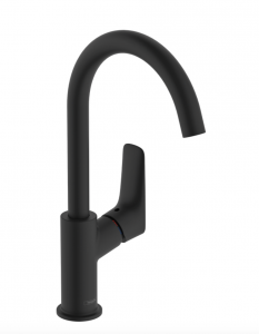 Hansgrohe Logis Jednouchwytowa bateria umywalkowa 210 z obrotową wylewką i kompletem odpływowym z cięgłem czarny mat 71130670
