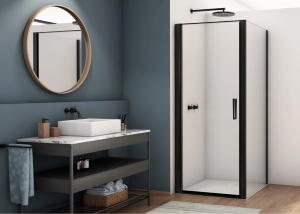 Ronal drzwi wahadłowe jednoczęściowe 100x200 cm, szkło przezroczyste, profile BLACK LINE czarny mat D22T11000607