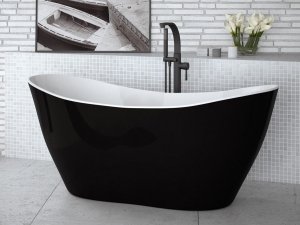 Besco Viya Matt B&W wanna wolnostojąca czarny mat/biała 170 + klik-klak gun metal czyszczony od góry WMMC170VGR