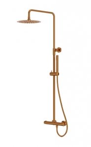 Lavita Natynkowy zestaw prysznicowy termostatyczny z deszczownicą Orion Brushed Copper 5900378357315