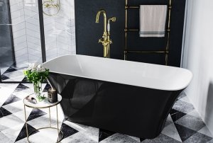 Besco Assos S-Line Matt B&W wanna wolnostojąca czarny mat/biały połysk + klik-klak biały czyszczony od góry WMMC160ASW