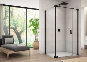 Ronal Sanswiss ścianka boczna 90,1-140x0-200 cm, szkło przezroczyste, profile BLACK LINE czarny mat CAT2SM20607