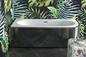 Besco Avita Slim+ wanna asymetryczna 180 Prawa + syfon z przelewem gun metal WAV180PPG