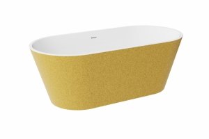 Besco Deeva Glam Złota wanna wolnostojąca 150 + maskownica odpływu czarny matt WWA150DGZB