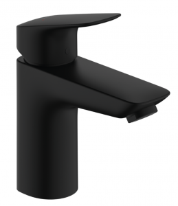 Hansgrohe Logis Jednouchwytowa bateria umywalkowa 100 z kompletem odpływowym z cięgłem czarny mat 71100670