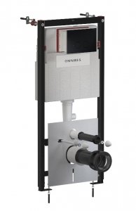 Omnires Eco Flush Set STRONGFRAME stelaż podtynkowy z ECO spłukiwaniem do miski toaletowej + STEEL-R45 przycisk spłukujący ze stali nierdzewnej czarny mat STFWCECO1R45RBLM